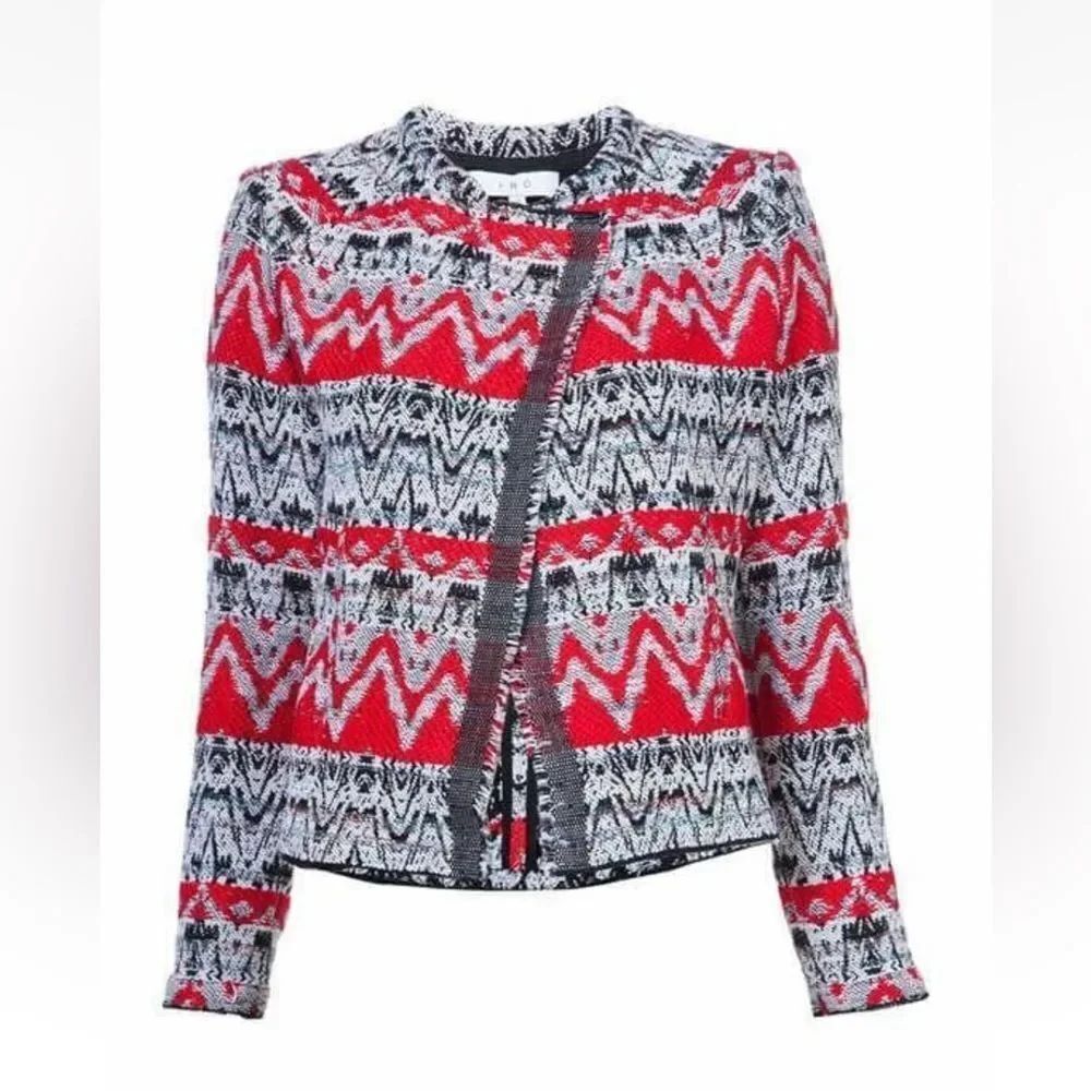 IRO Women's Red and Black Patterned Jacket, S - Picture 6 of 7